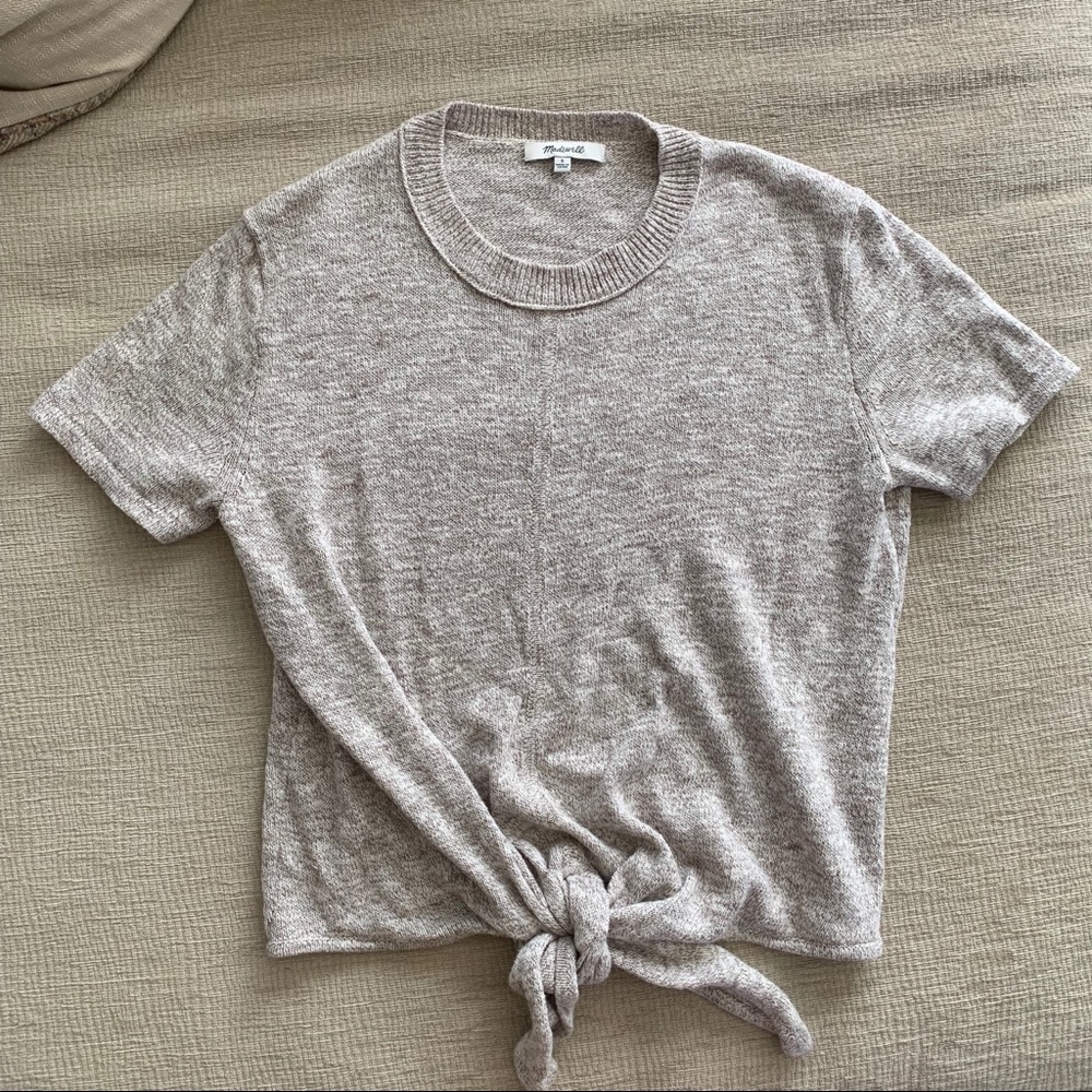 Madewell Grey Sweater With Front Tie Top